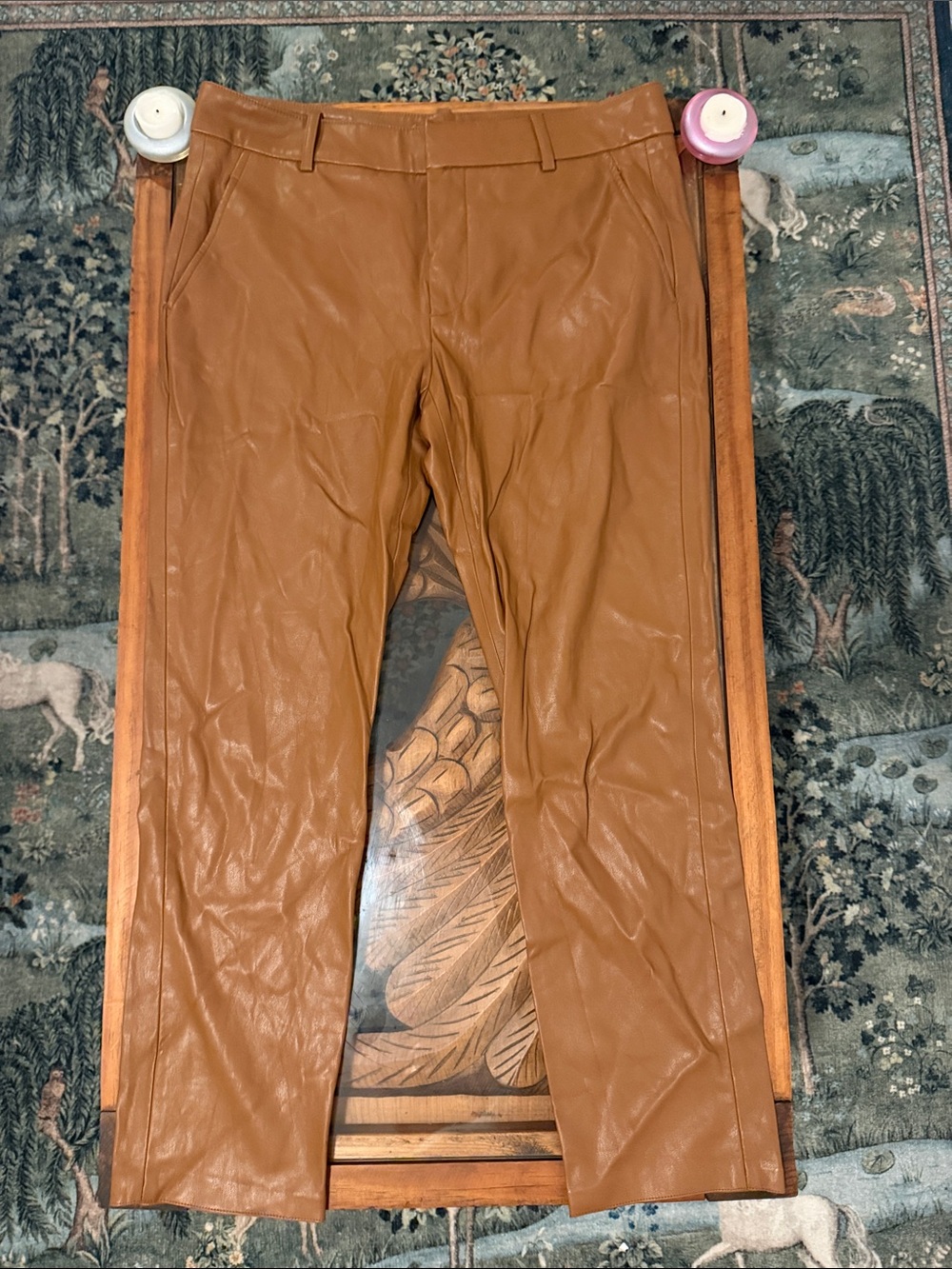 Zara Tan Faux Leather Dress Pants